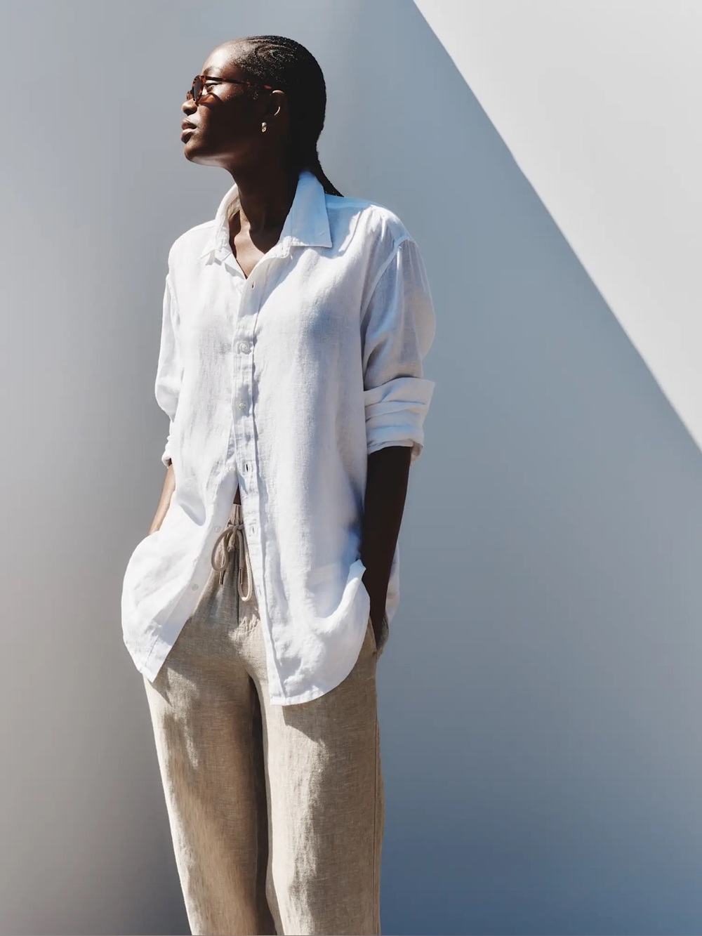 Quince White linen button down shirt Size S